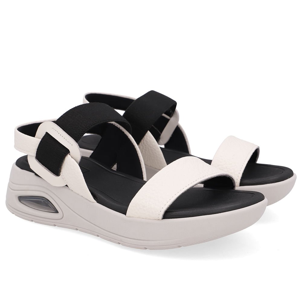 Sandália Salto Plataforma Couro Branca Marfim Marfim 2