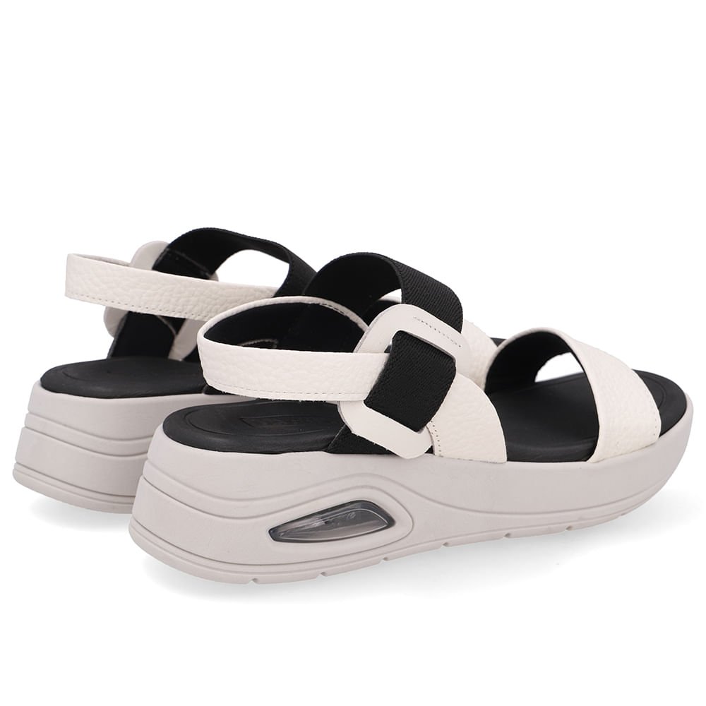 Sandália Salto Plataforma Couro Branca Marfim Marfim 3