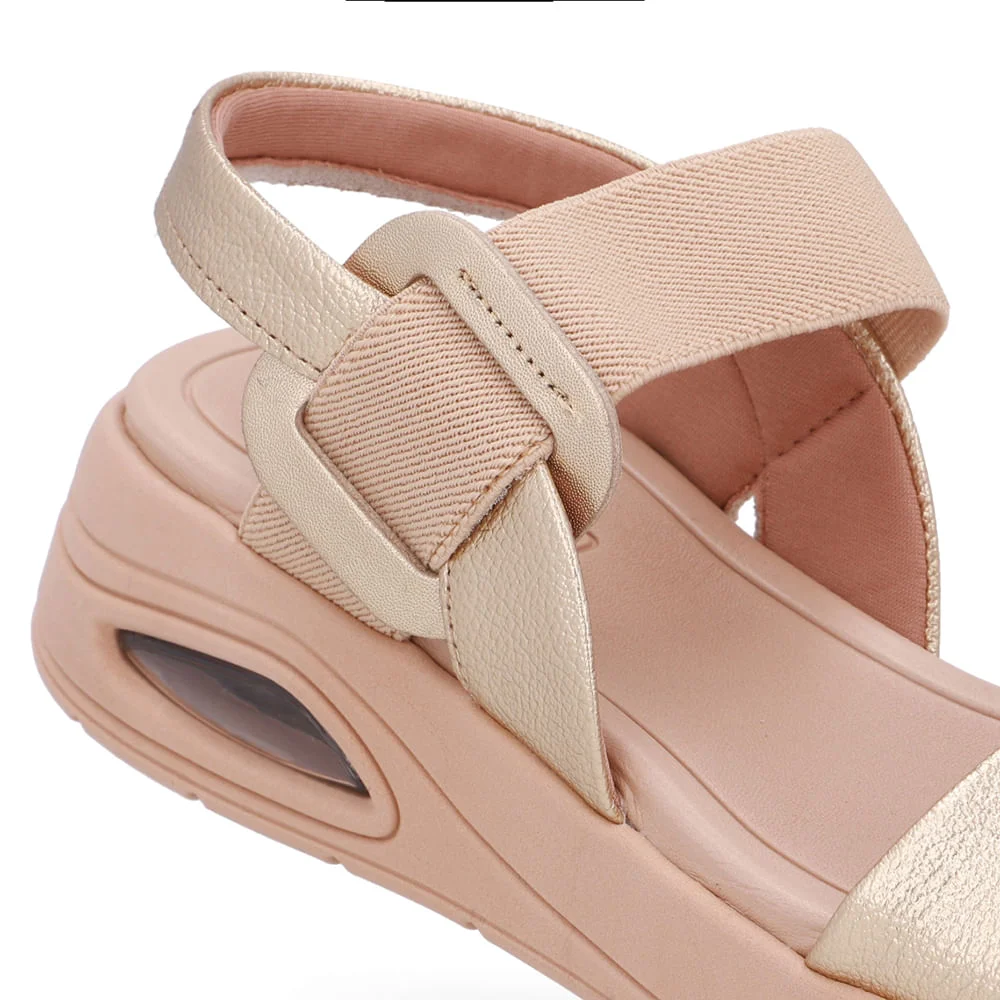 Sandália Salto Plataforma Couro Dourada Dourado 4