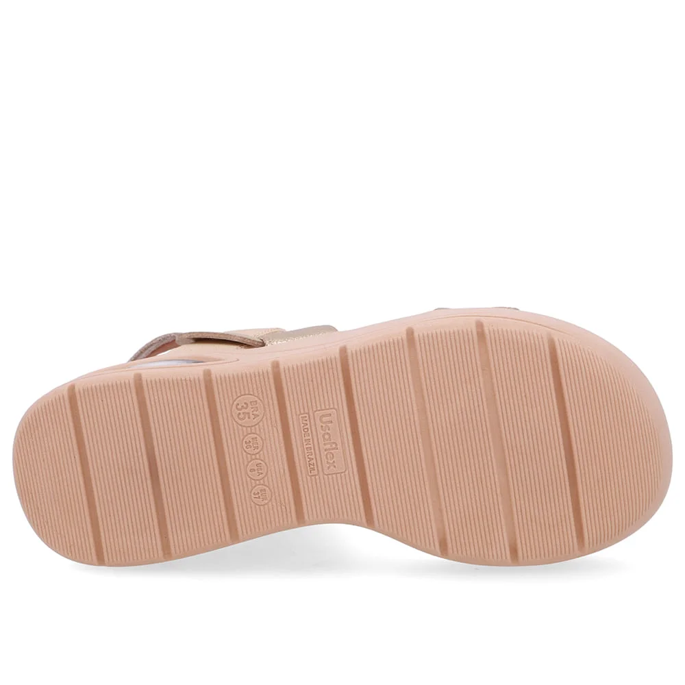 Sandália Salto Plataforma Couro Dourada Dourado 5