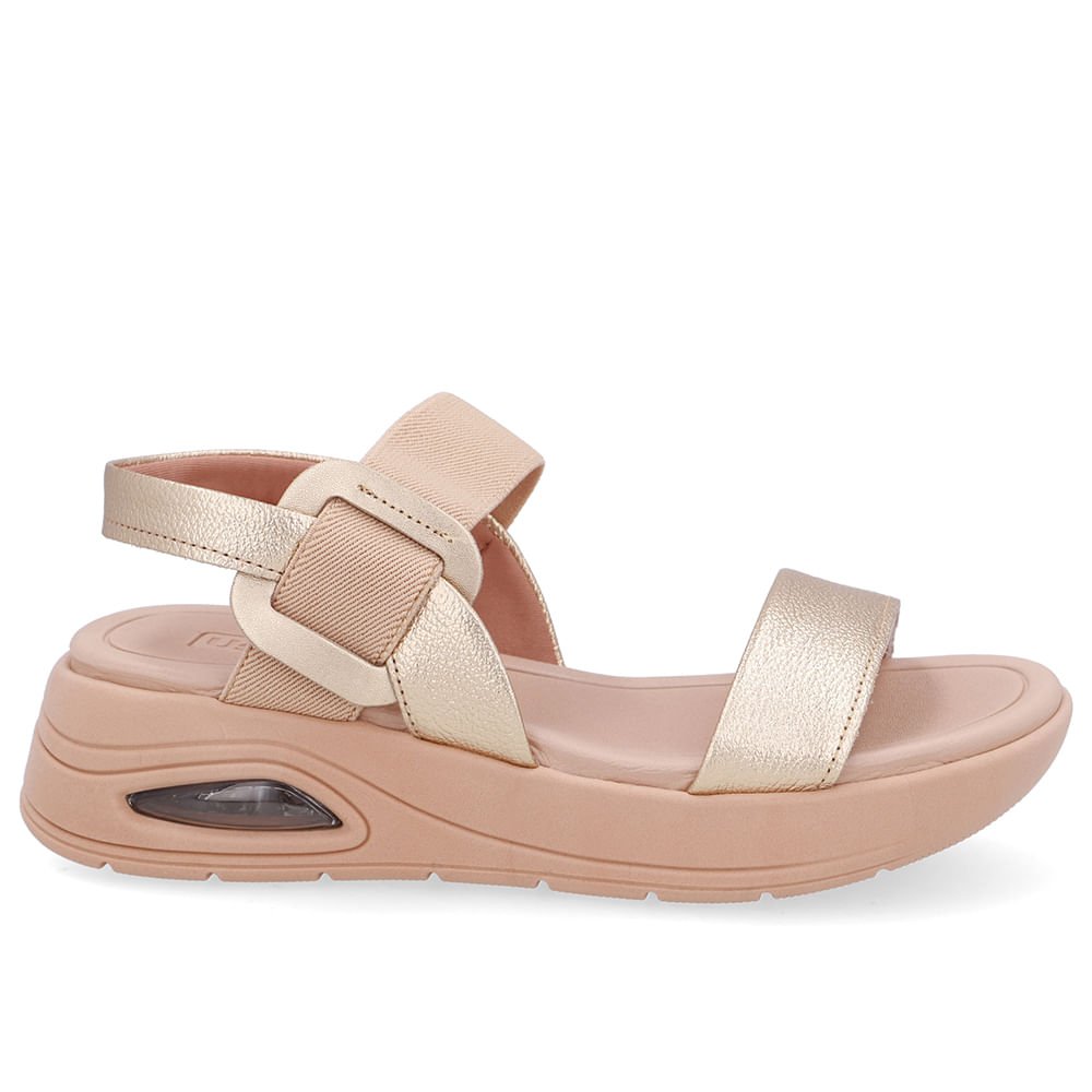 Sandália Salto Plataforma Couro Dourada