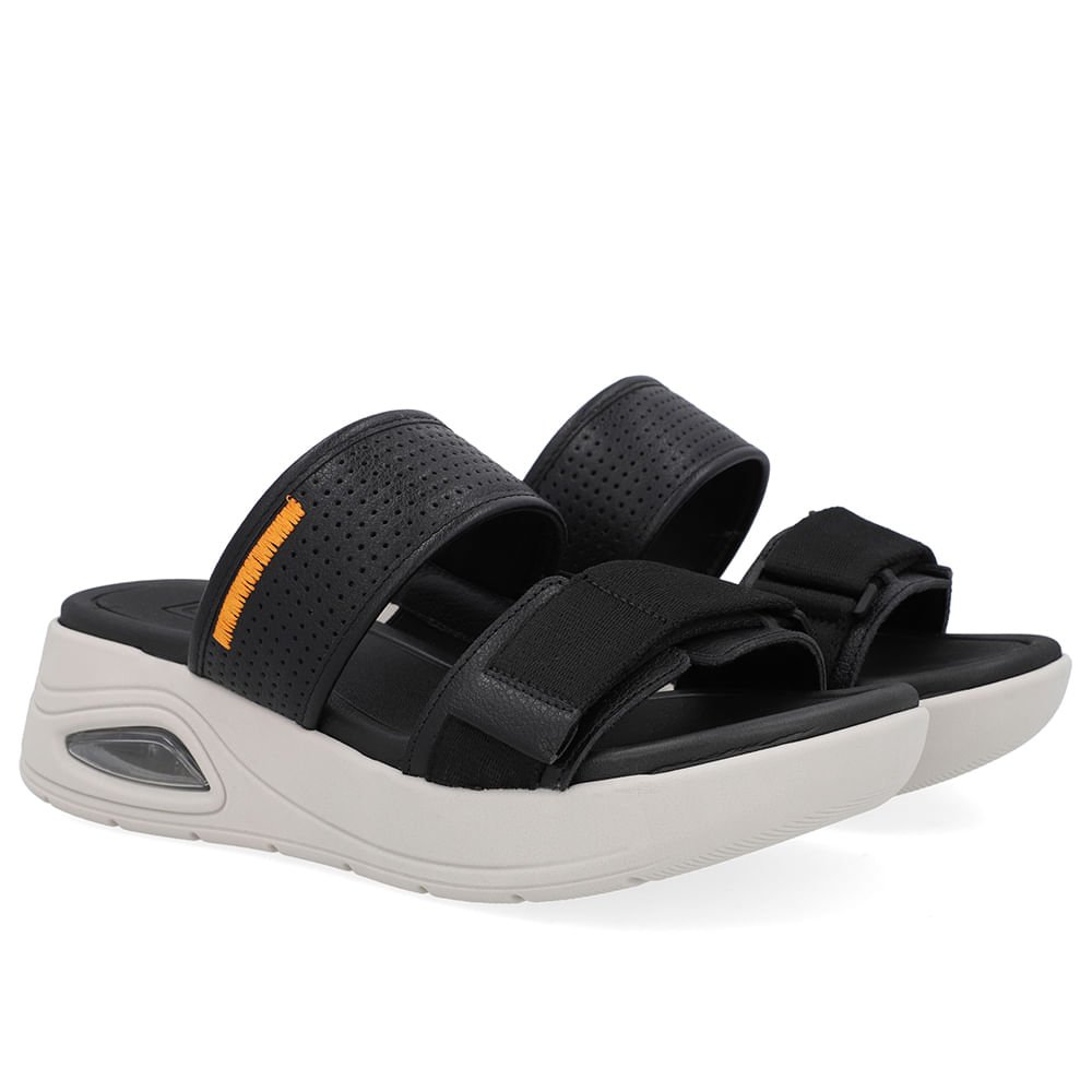 Tamanco Salto Plataforma Couro Preto Fecho-Flex Preto 2