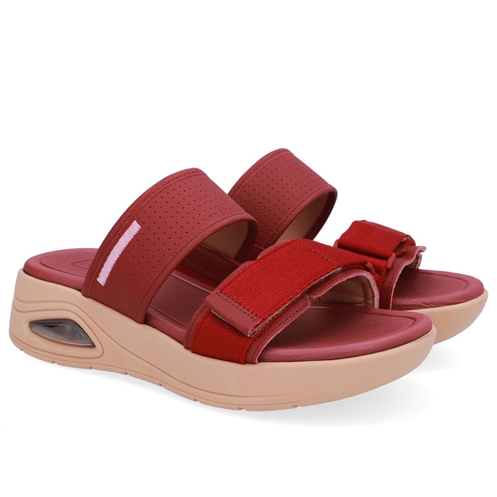 Tamanco Salto Plataforma Couro Vermelho Fecho-Flex Vermelho 2