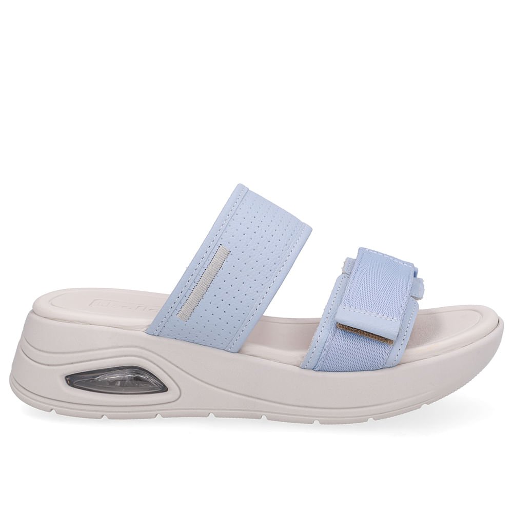 Tamanco Salto Plataforma Couro Azul Fecho-Flex