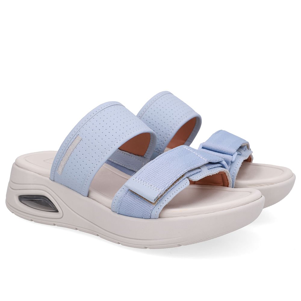 Tamanco Salto Plataforma Couro Azul Fecho-Flex Azul 2