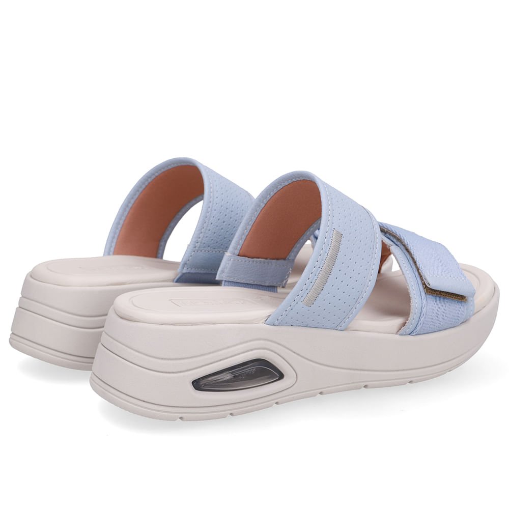 Tamanco Salto Plataforma Couro Azul Fecho-Flex Azul 3