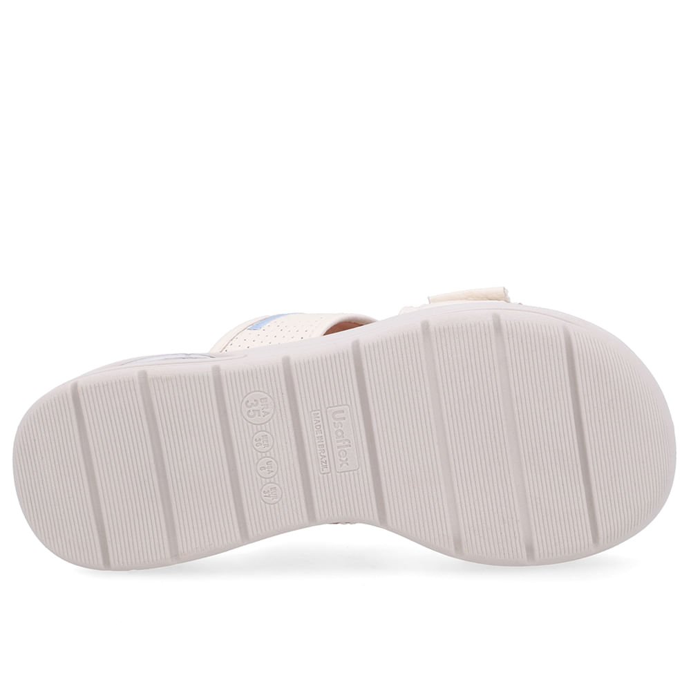Tamanco Salto Plataforma Couro Branco Marfim Fecho-Flex Marfim 5