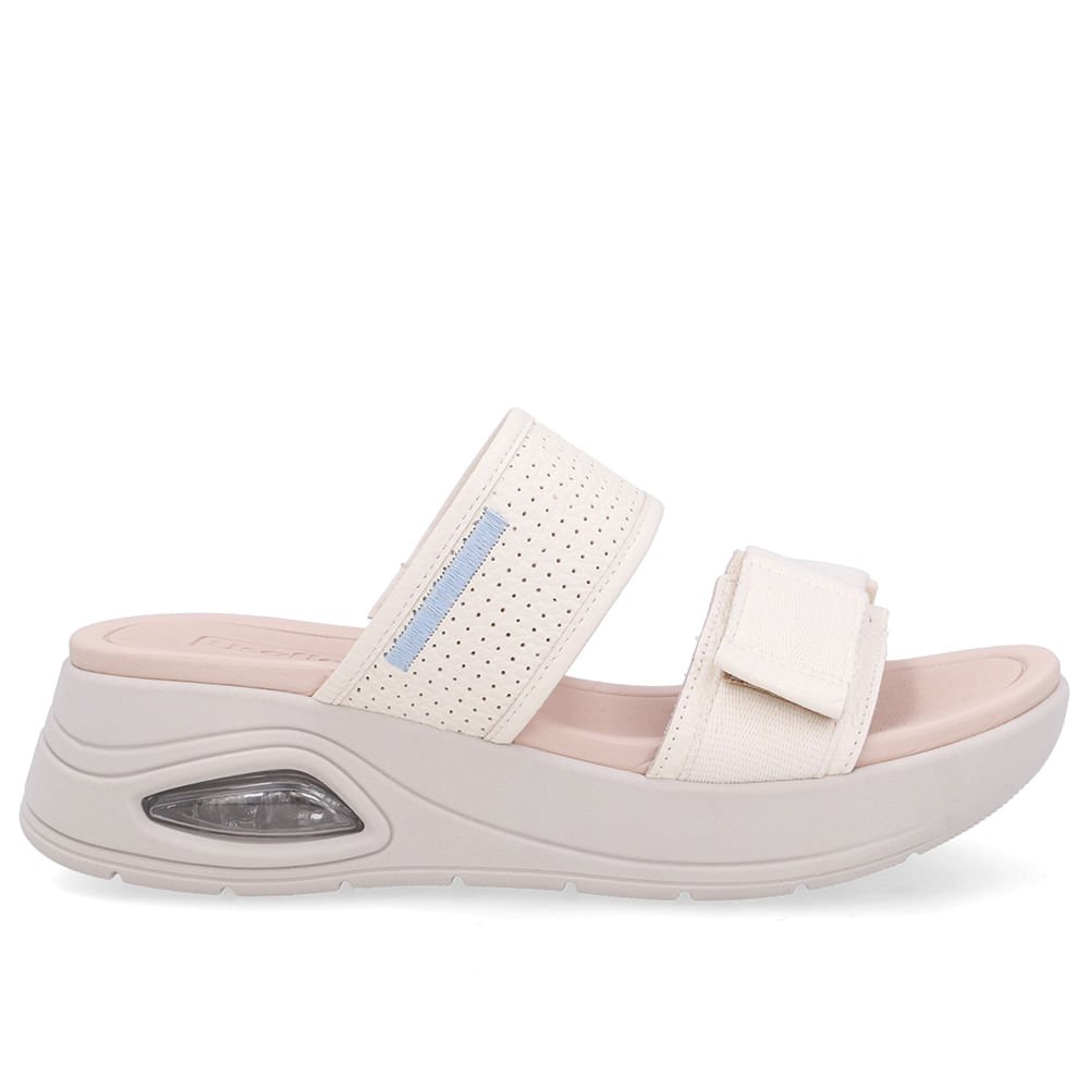 Tamanco Salto Plataforma Couro Branco Marfim Fecho-Flex