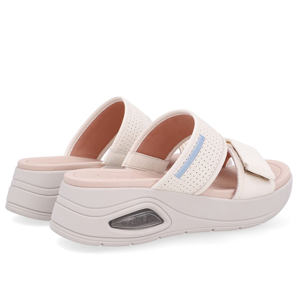 Tamanco Salto Plataforma Couro Branco Marfim Fecho-Flex Marfim 3