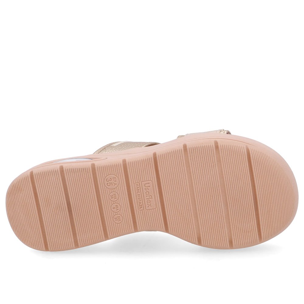 Tamanco Salto Plataforma Couro Dourado Fecho-Flex Dourado 5