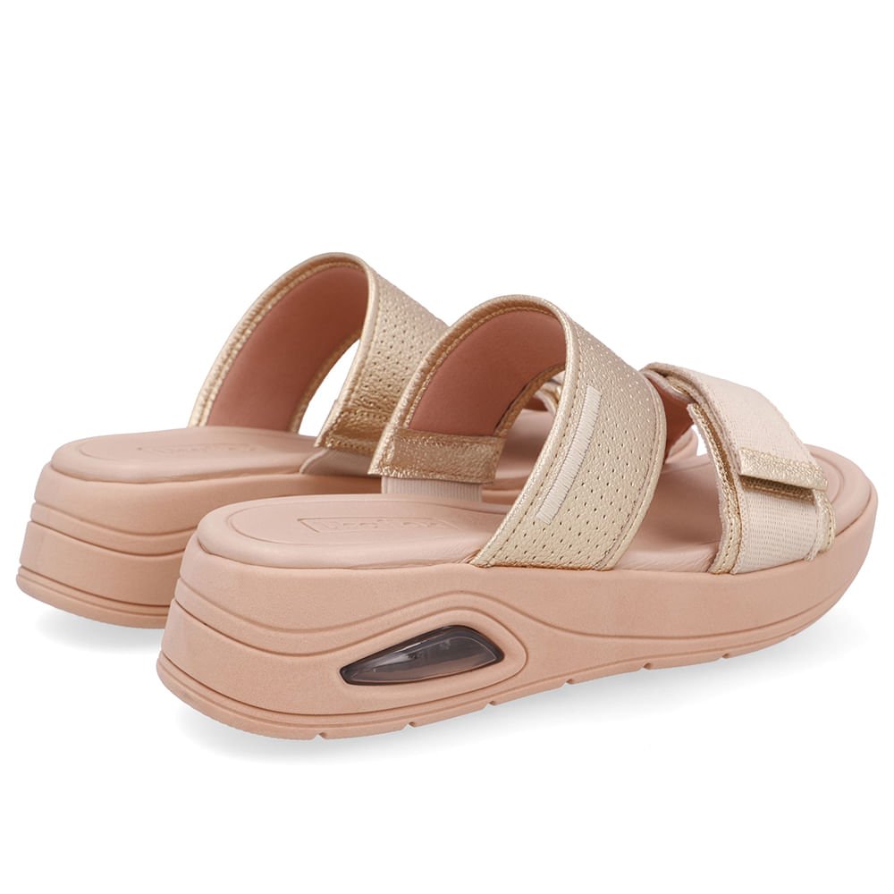 Tamanco Salto Plataforma Couro Dourado Fecho-Flex Dourado 3