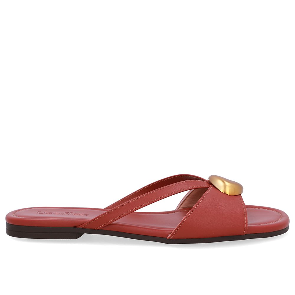 Rasteira Couro Marrom Tiras