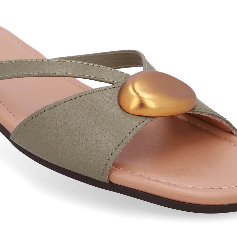 Rasteira Couro Verde Tiras Verde 4