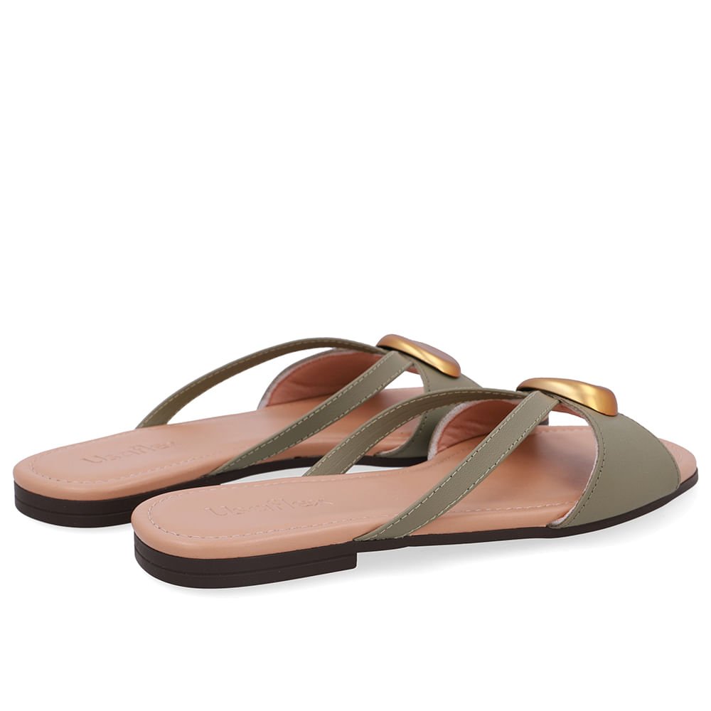 Rasteira Couro Verde Tiras Verde 3