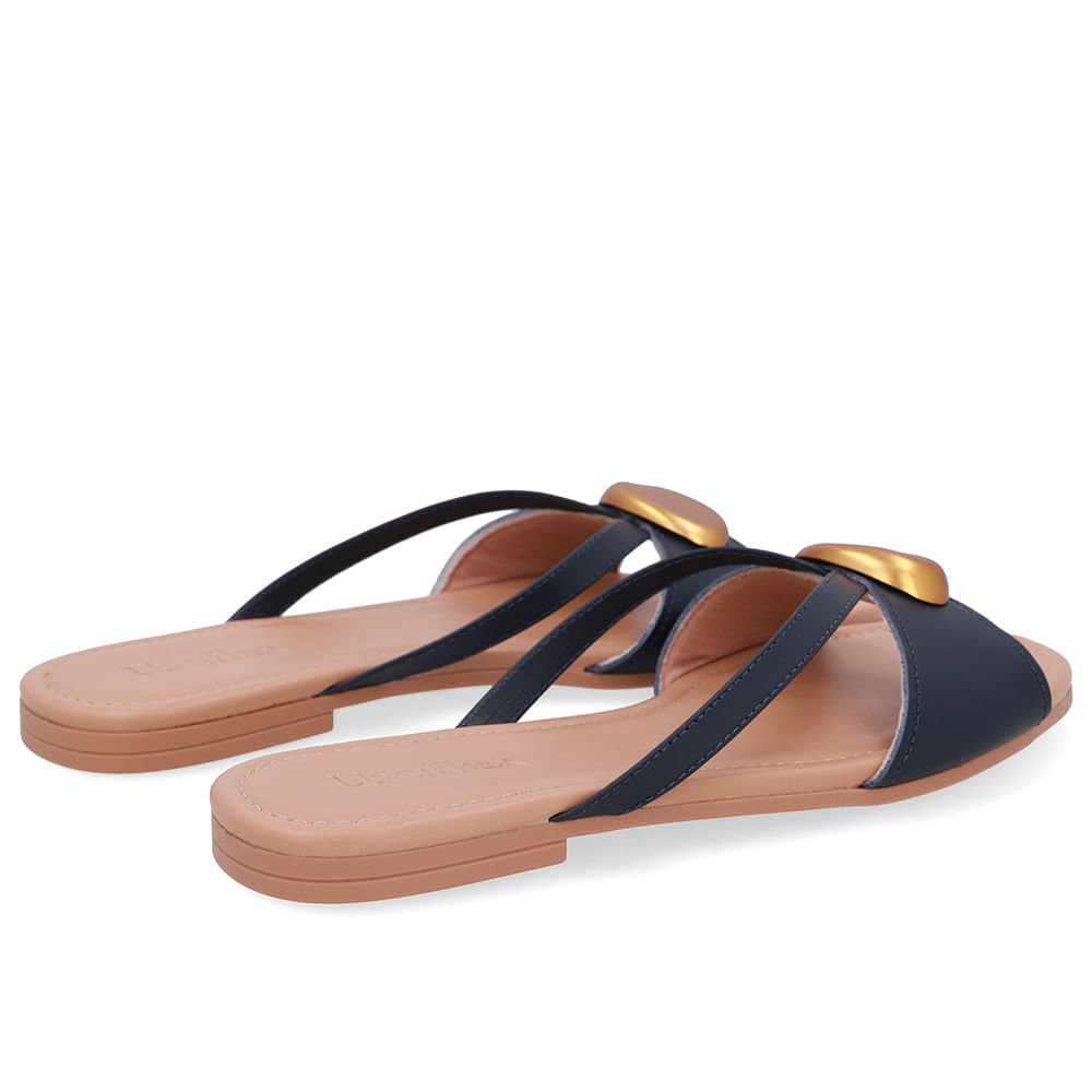 Rasteira Couro Azul Tiras Azul 3