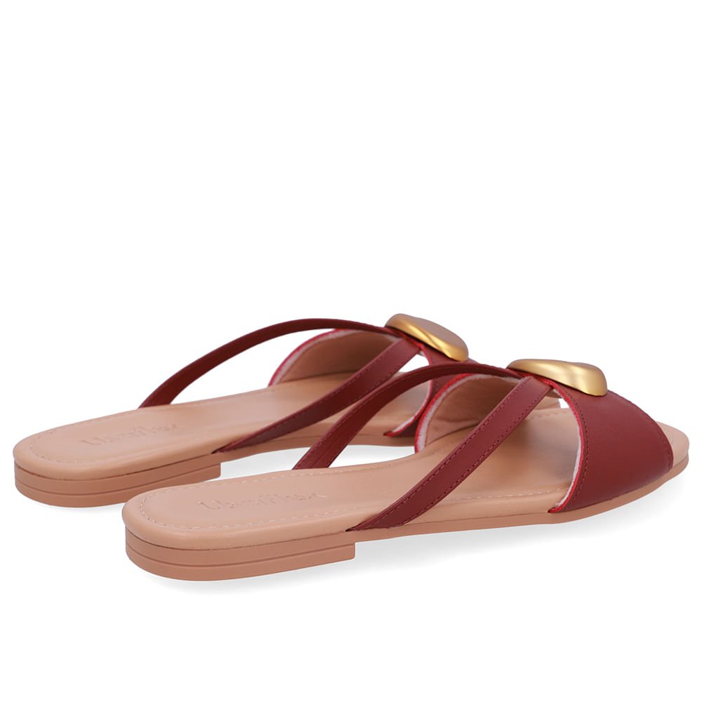 Rasteira Couro Vermelha Tiras Vermelho 3