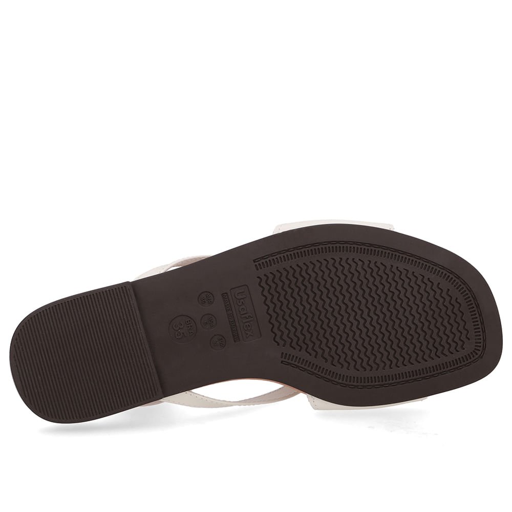 Rasteira Couro Branco Marfim Tiras Marfim 5