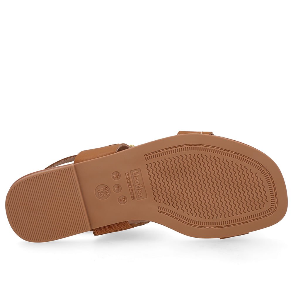 Sandália Couro Marrom Enfeite Fivela Marrom 5