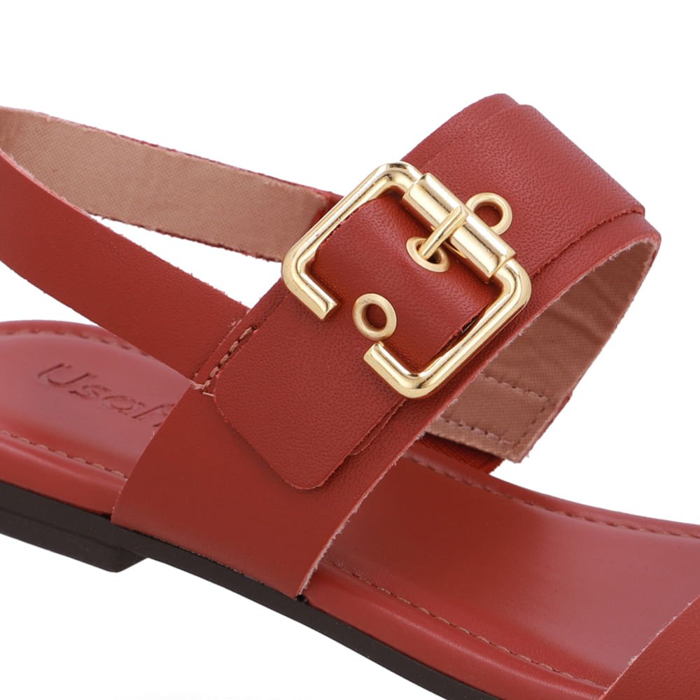 Sandália Couro Marrom Enfeite Fivela Marrom 4