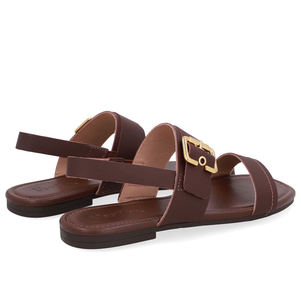 Sandália Couro Marrom Enfeite Fivela Marrom 2