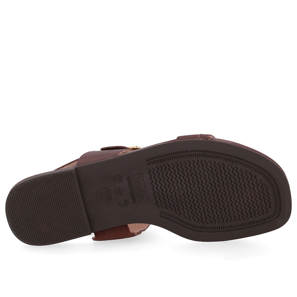 Sandália Couro Marrom Enfeite Fivela Marrom 4