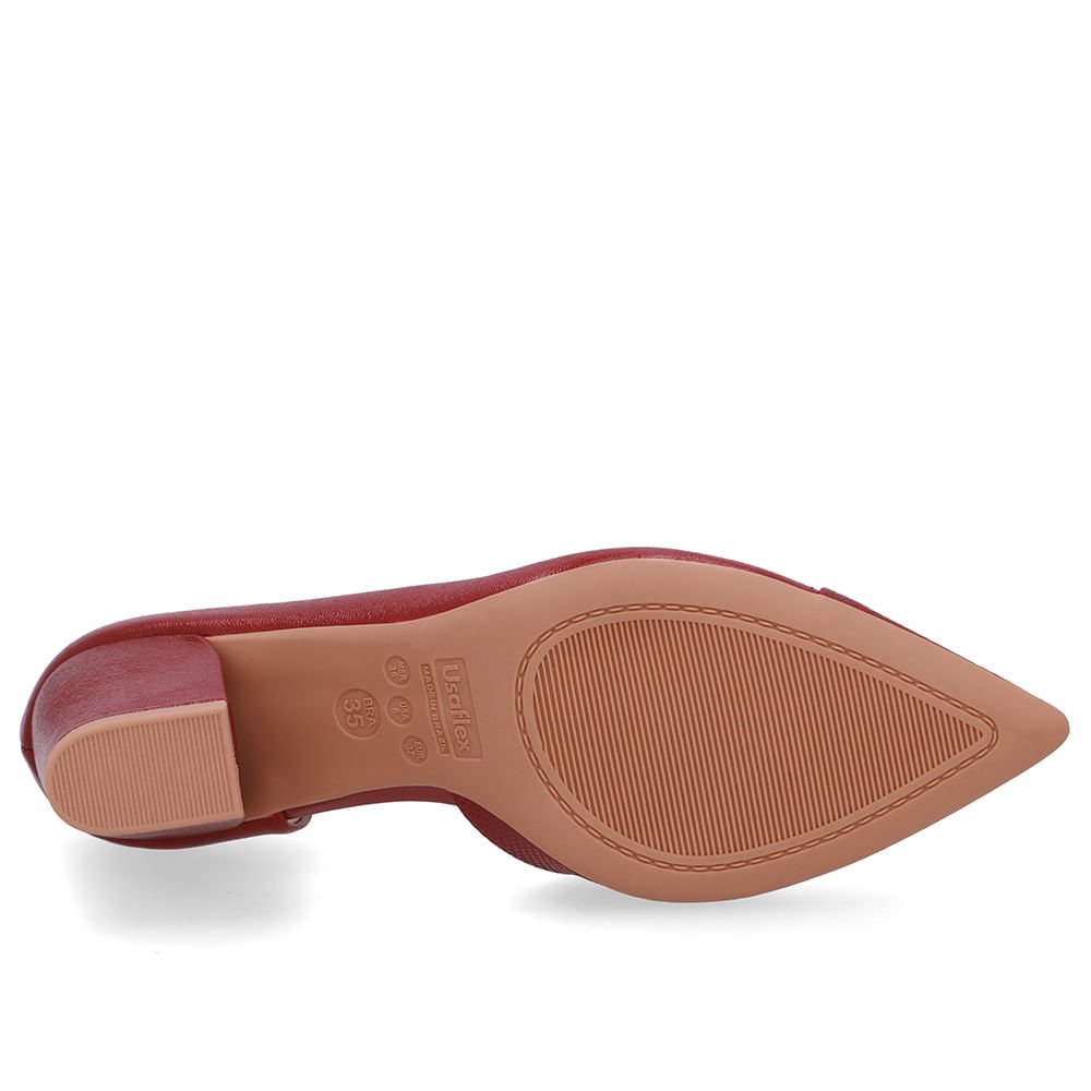 Scarpin Couro Vermelho Bico Fino Recorte Lateral Vermelho 5