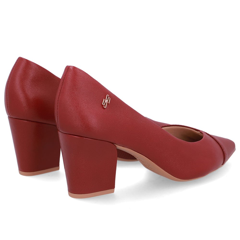 Scarpin Couro Vermelho Bico Fino Recorte Lateral Vermelho 3