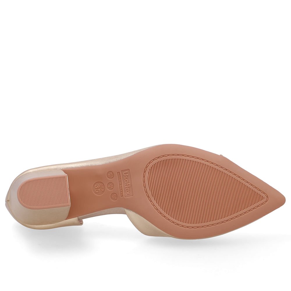 Scarpin Couro Dourado Bico Fino Recorte Lateral Dourado 3