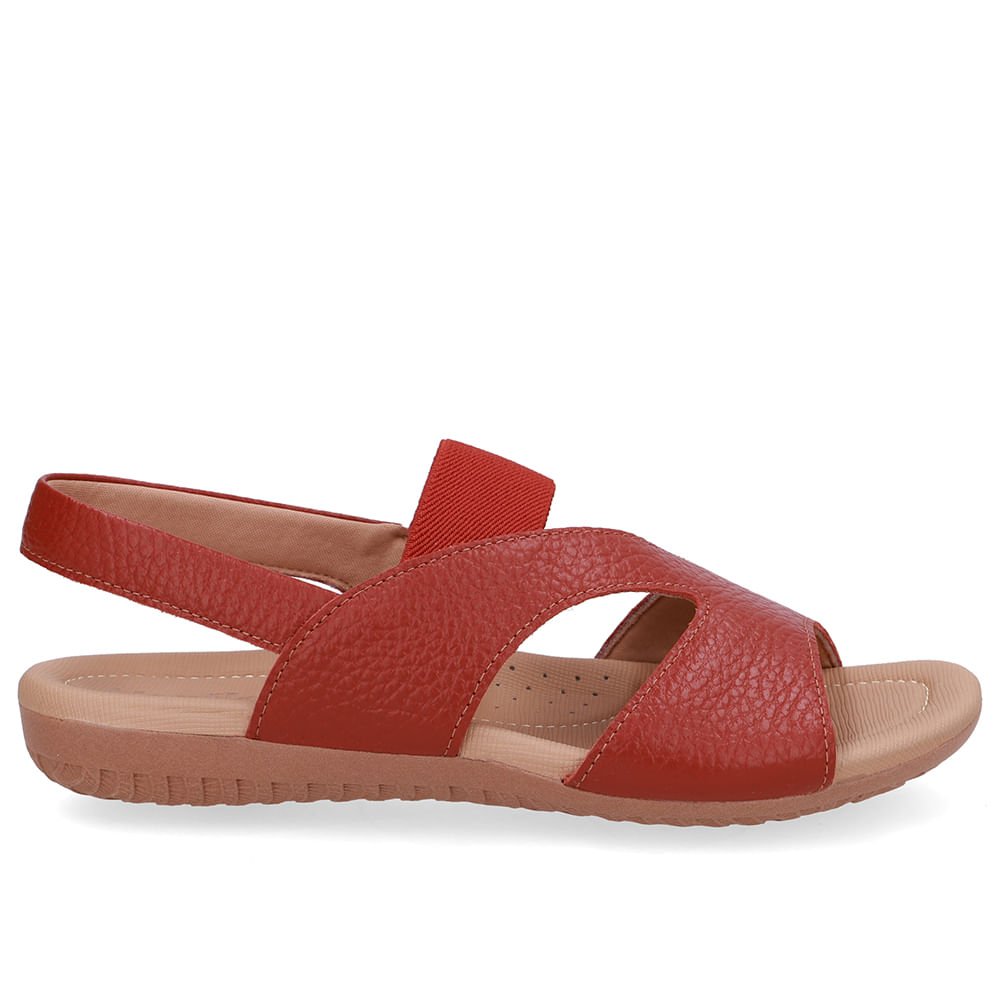 Sandália Rasteira Couro Marrom Recortes