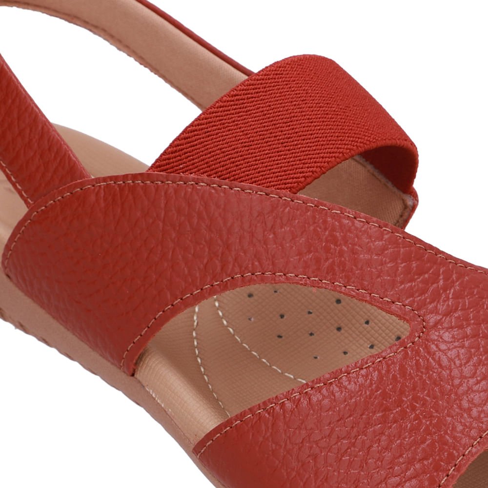 Sandália Rasteira Couro Marrom Recortes Marrom 4