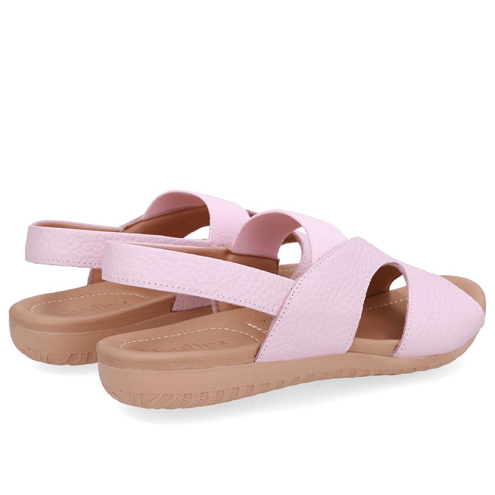 Sandália Rasteira Couro Rosa Recortes Rosa 3