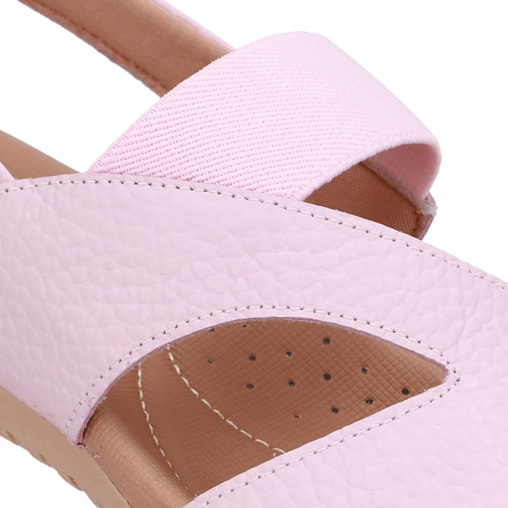 Sandália Rasteira Couro Rosa Recortes Rosa 4
