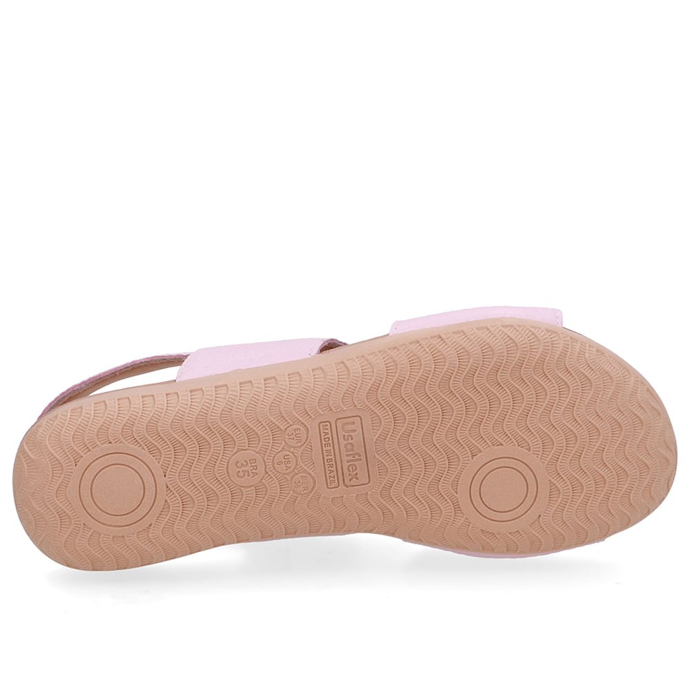 Sandália Rasteira Couro Rosa Recortes Rosa 5