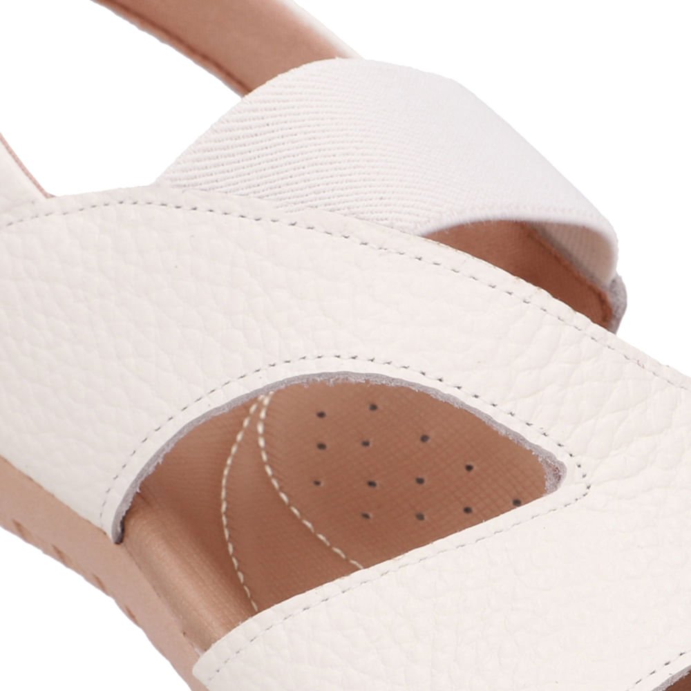 Sandália Rasteira Couro Branca Marfim Recortes Marfim 4