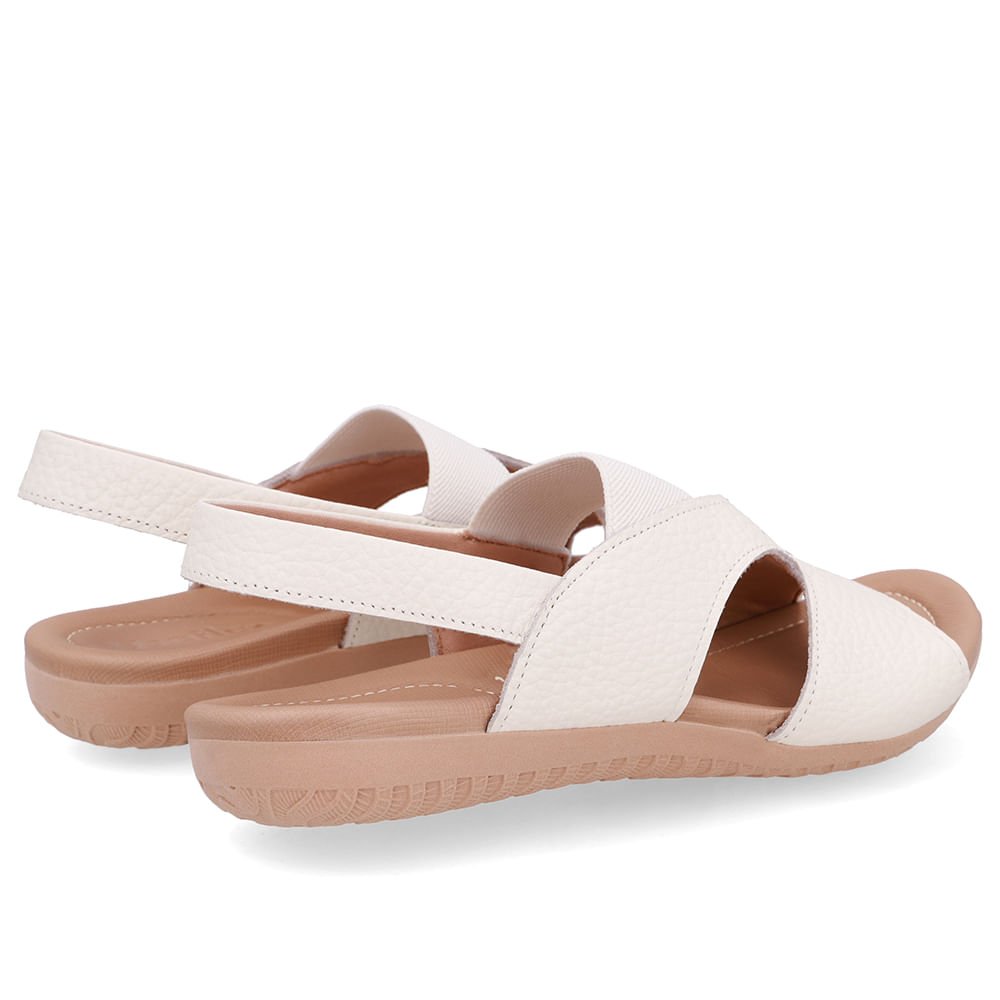 Sandália Rasteira Couro Branca Marfim Recortes Marfim 3