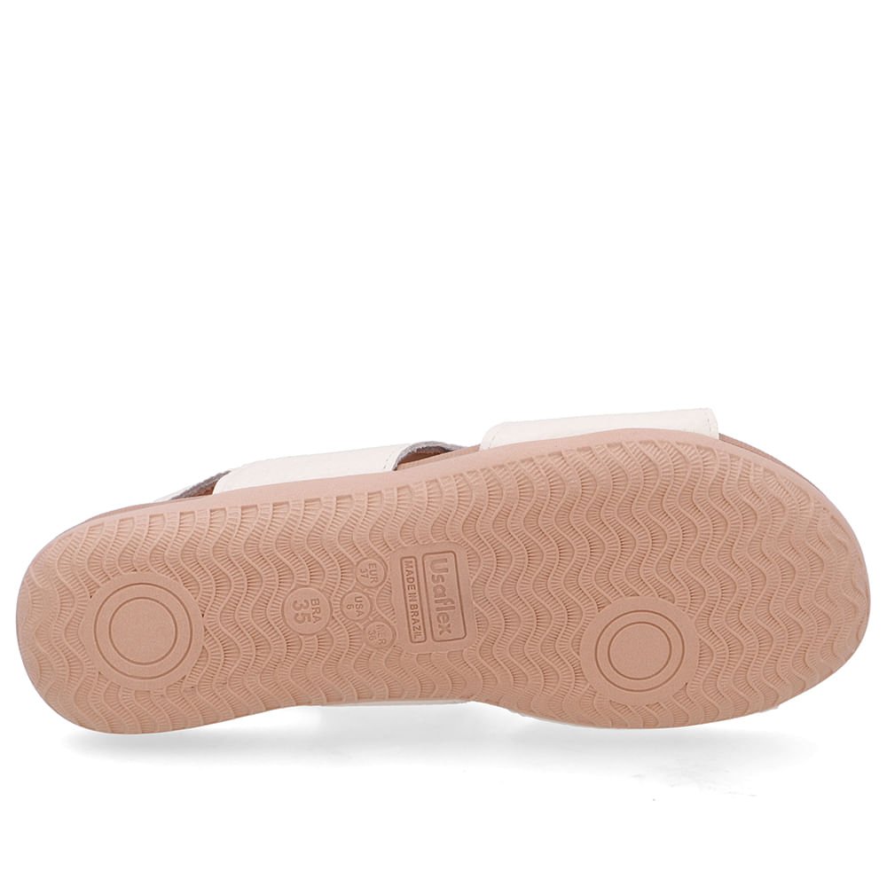 Sandália Rasteira Couro Branca Marfim Recortes Marfim 5