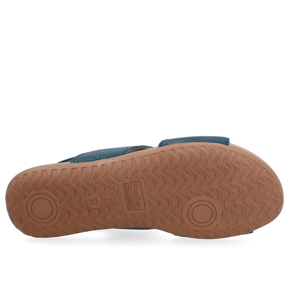 Sandália Rasteira Couro Azul Recortes Azul 5