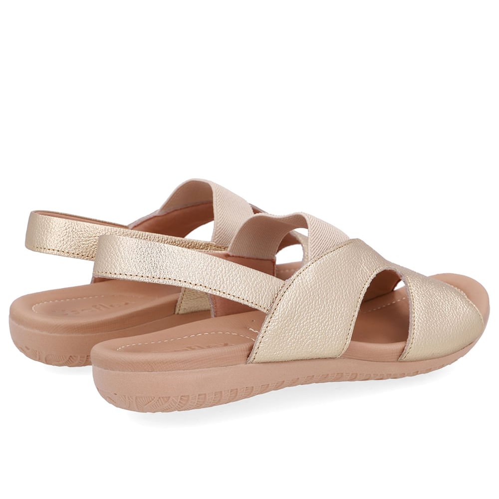 Sandália Rasteira Couro Dourada Recortes Dourado 3