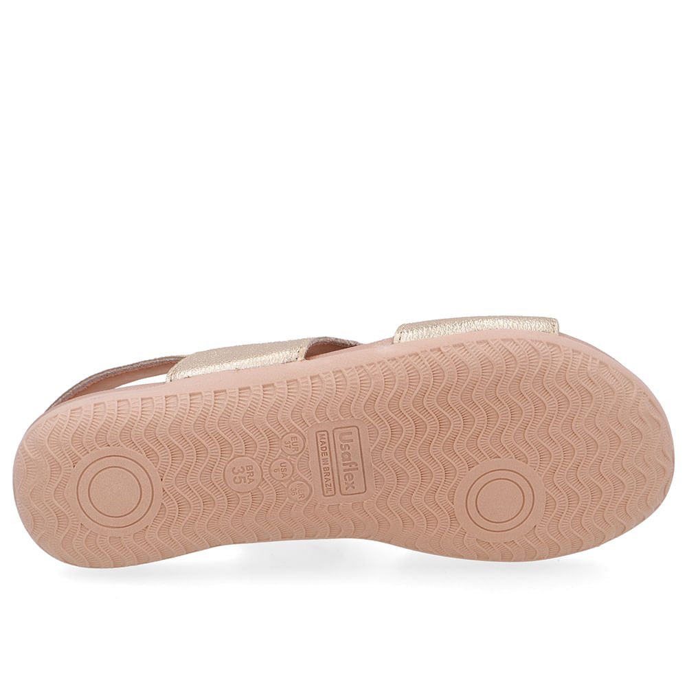 Sandália Rasteira Couro Dourada Recortes Dourado 5