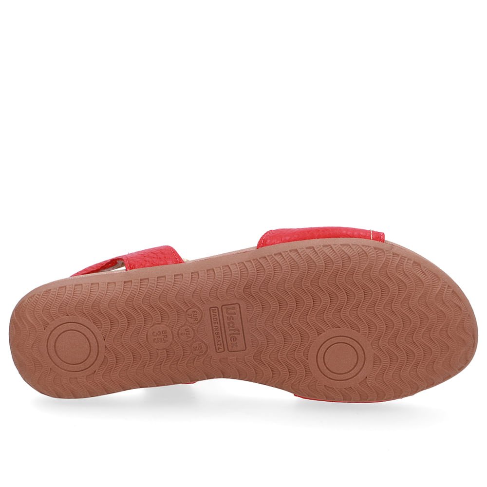 Sandália Rasteira Couro Vermelha Bico Redondo Vermelho 5