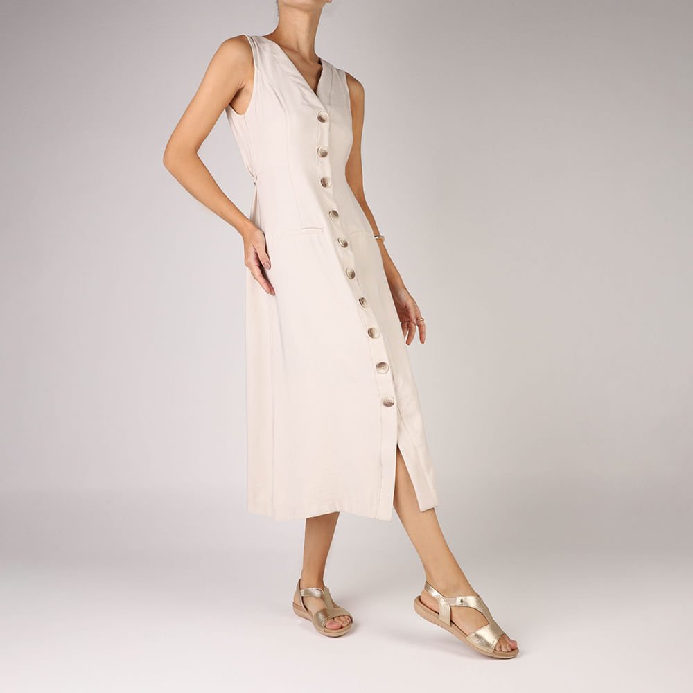 Sandália Rasteira Couro Dourada Bico Redondo Dourado 4