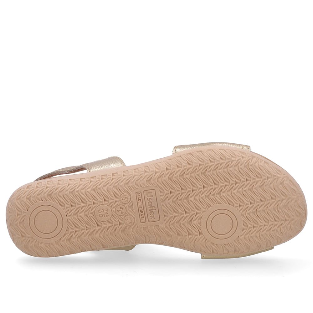 Sandália Rasteira Couro Dourada Bico Redondo Dourado 5