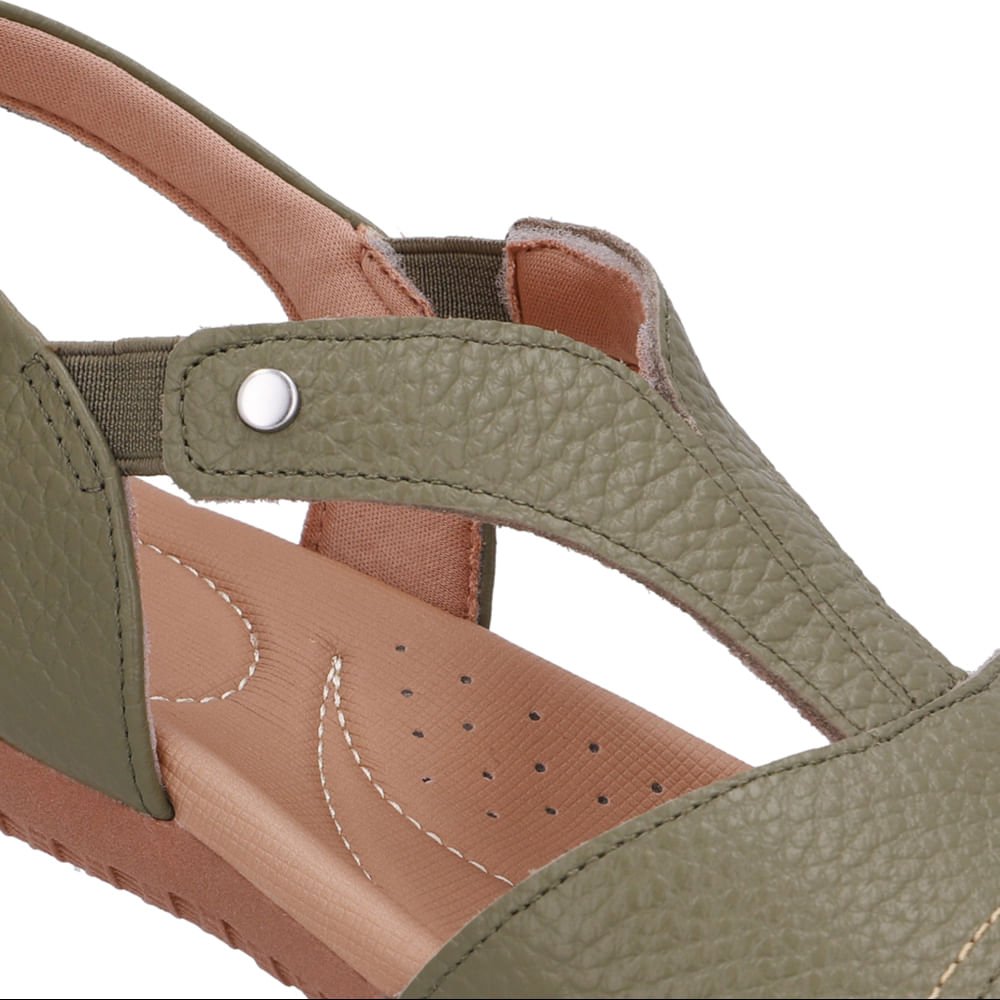 Sandália Rasteira Couro Verde Bico Redondo Verde 4