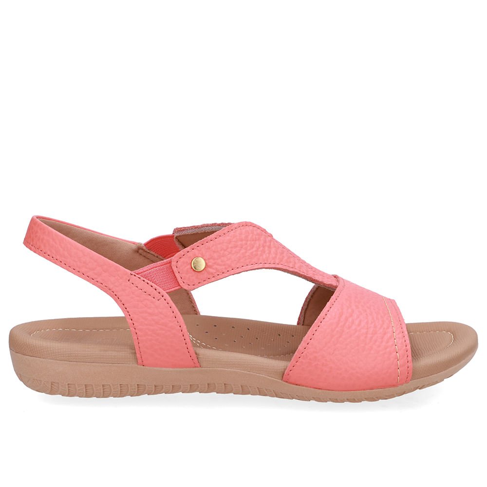 Sandália Rasteira Couro Laranja Bico Redondo