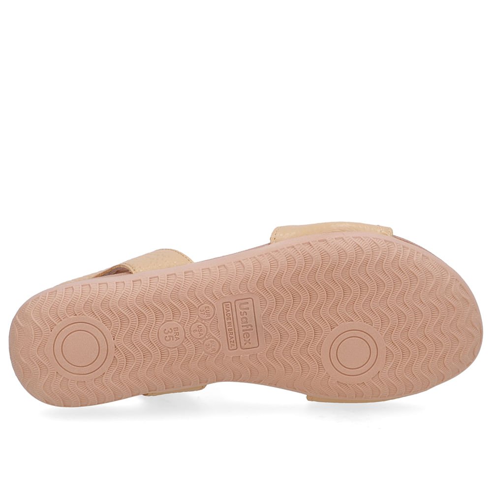 Sandália Rasteira Couro Bege Bico Redondo Bege 5