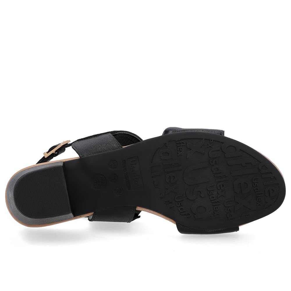 Sandália Salto Bloco Couro Preta Preto 5