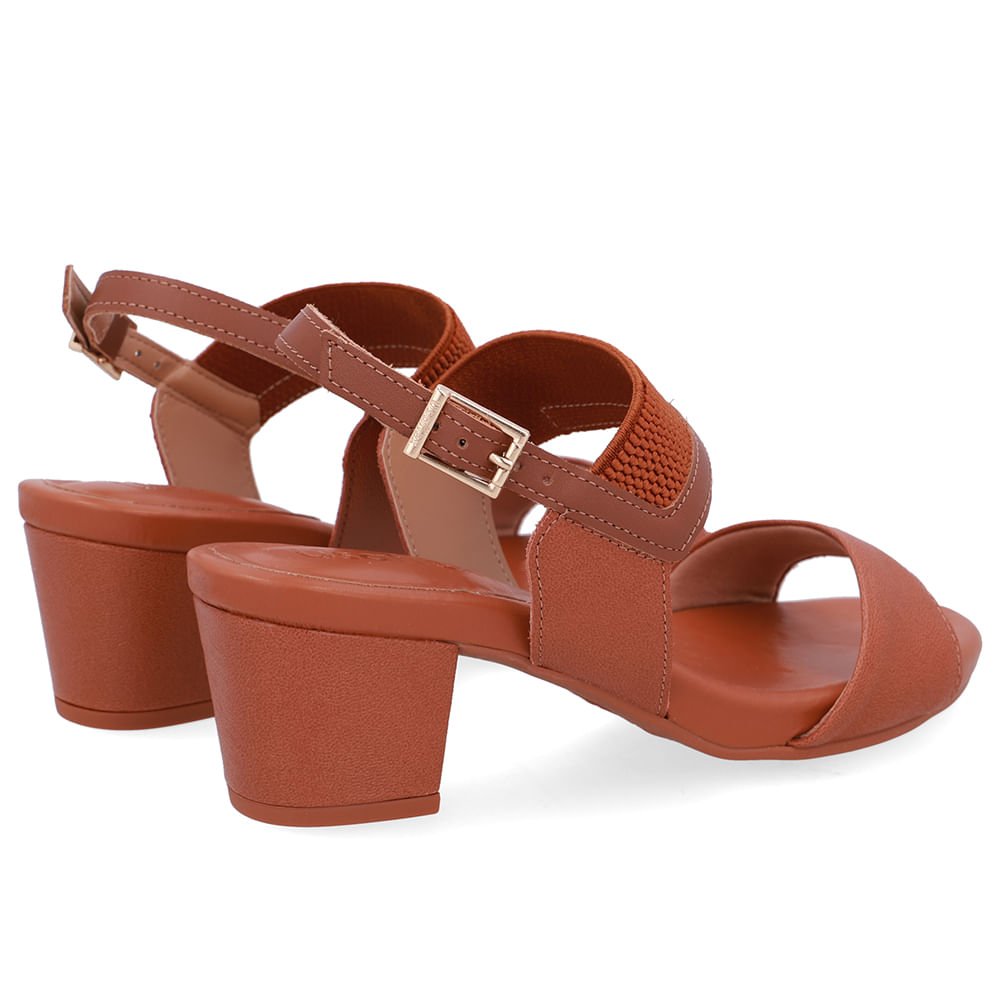 Sandália Salto Bloco Couro Marrom Marrom 3