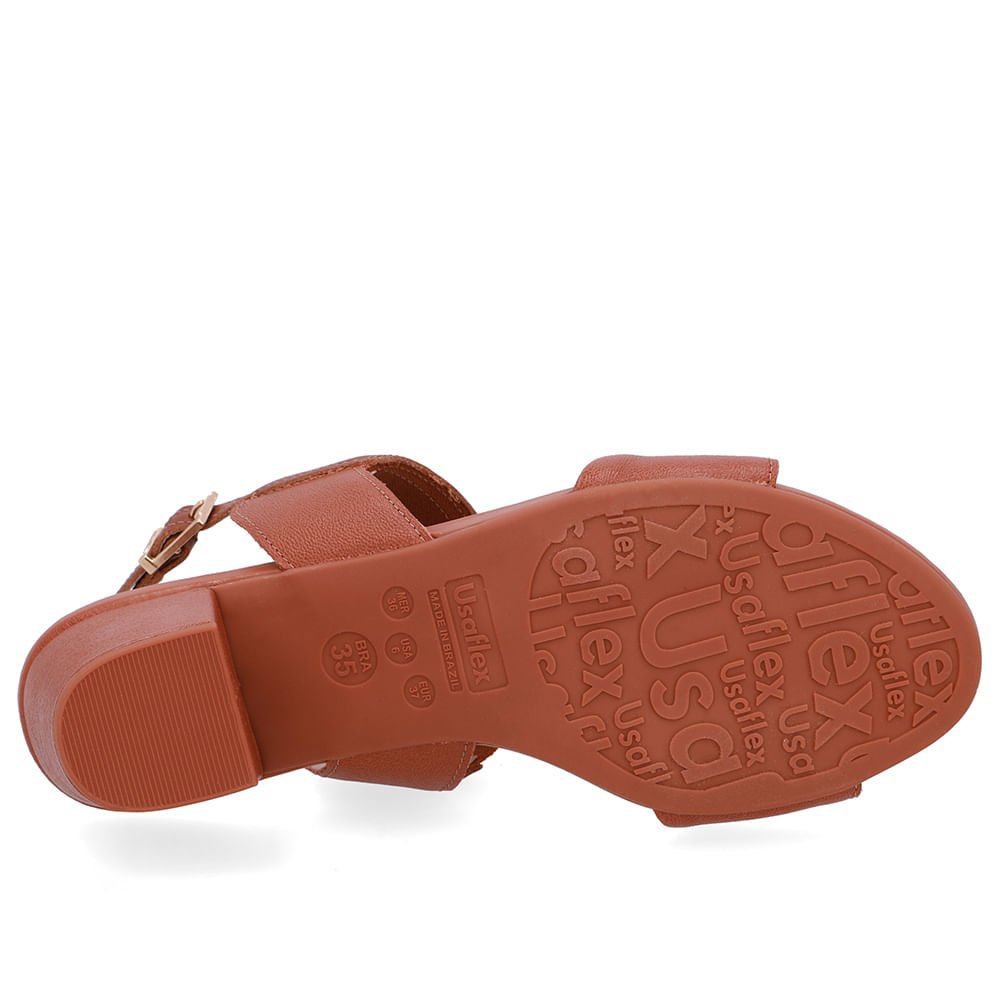 Sandália Salto Bloco Couro Marrom Marrom 5