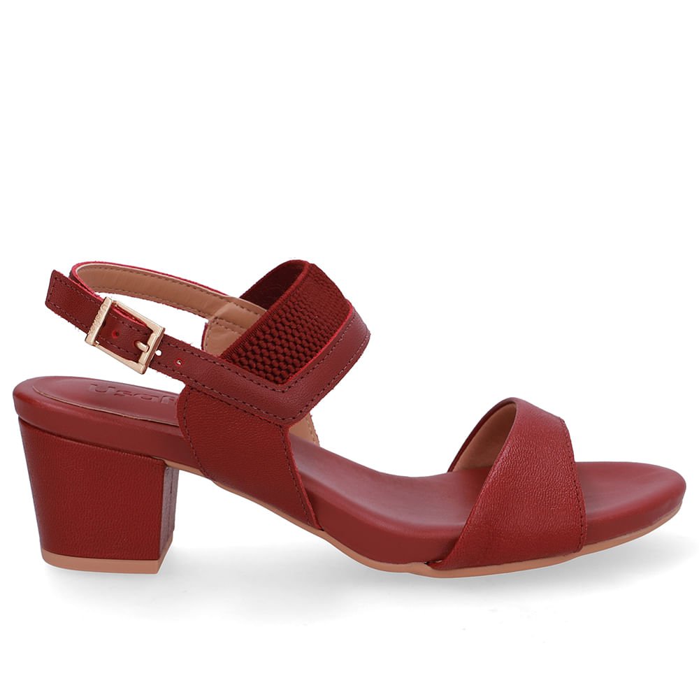 Sandália Salto Bloco Couro Vermelha