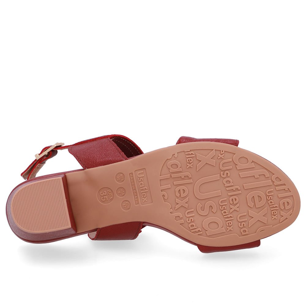 Sandália Salto Bloco Couro Vermelha Vermelho 5